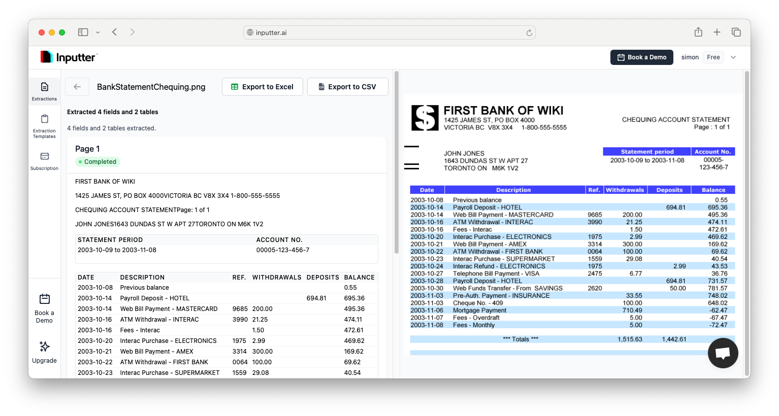 Inputter Application Dashboard